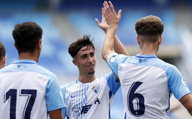 Larrubia, en el partido que jugó el filial, el Atlético Malagueño, en La Rosaleda, frente al Huétor Vega.