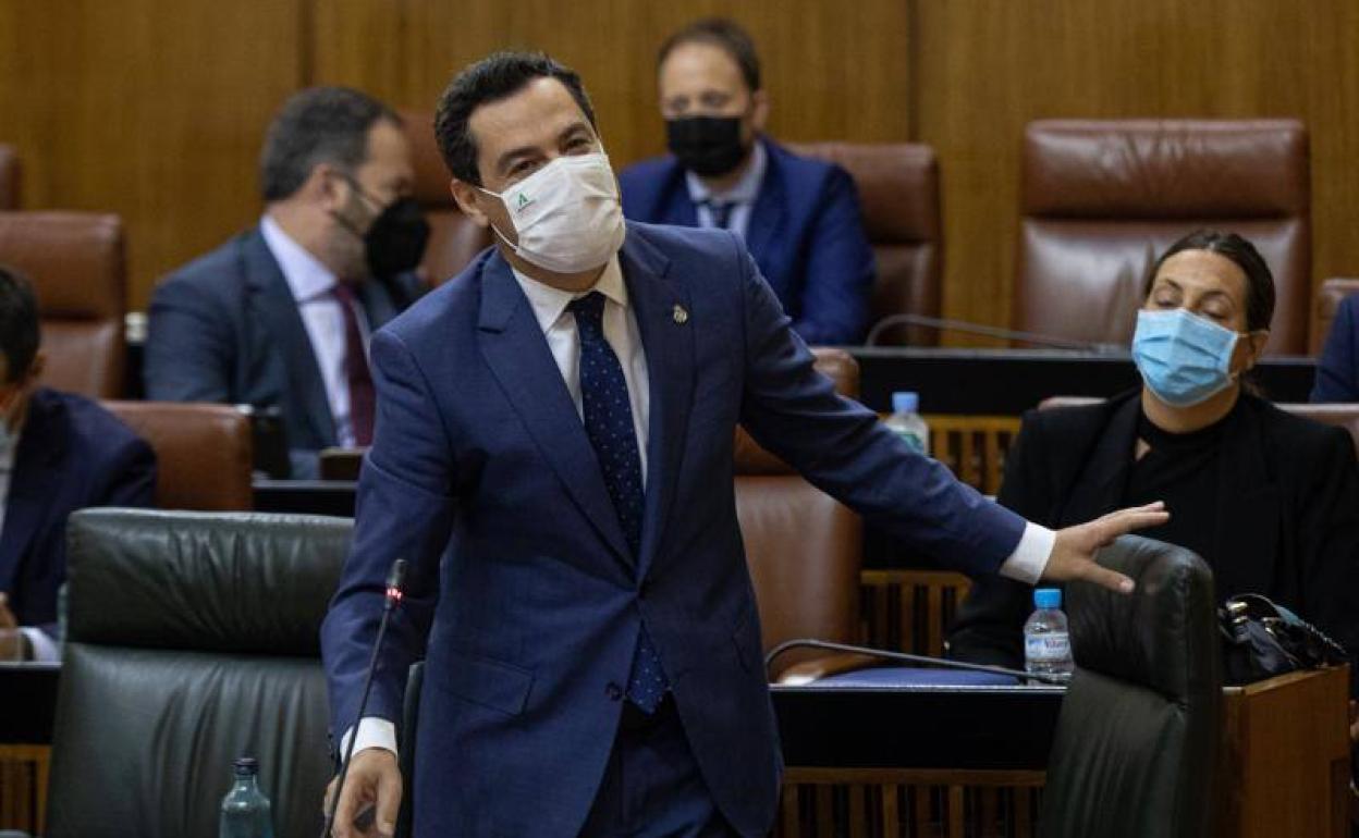 Moreno, en la última sesión de control del Parlamento andaluz. 