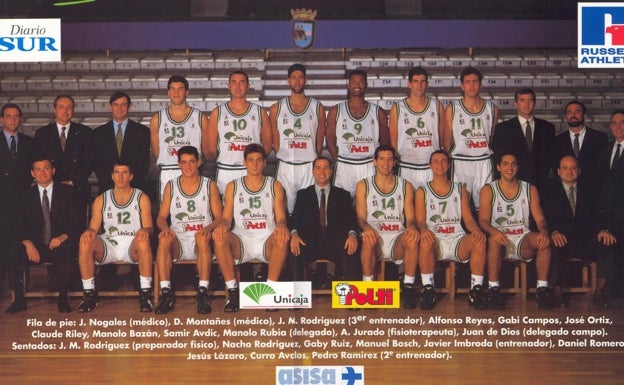 Plantilla del Unicaja en la temporada 1993-1994. 