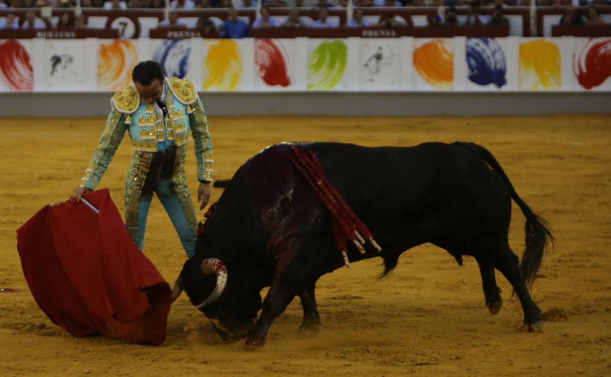 Derechazo desmayado al toro indultado 'Jaraiz'.