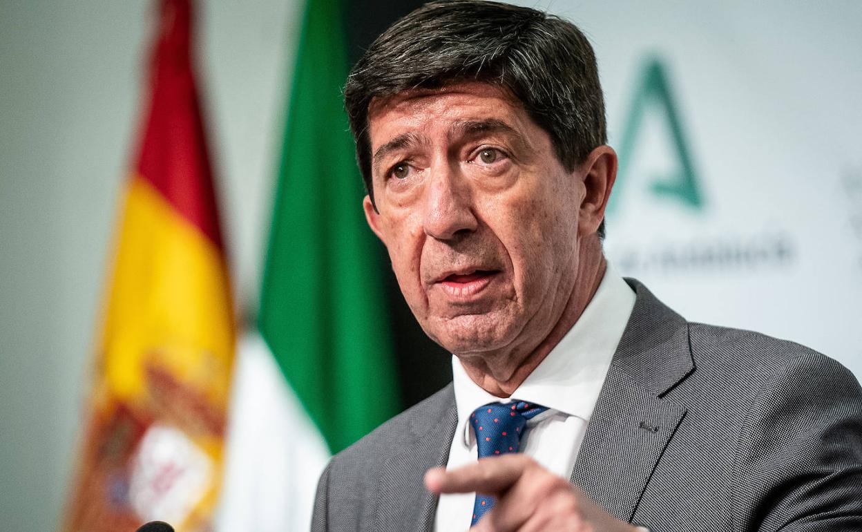 El vicepresidente de la Junta, Juan Marín, en la presentación de las auditorías. 