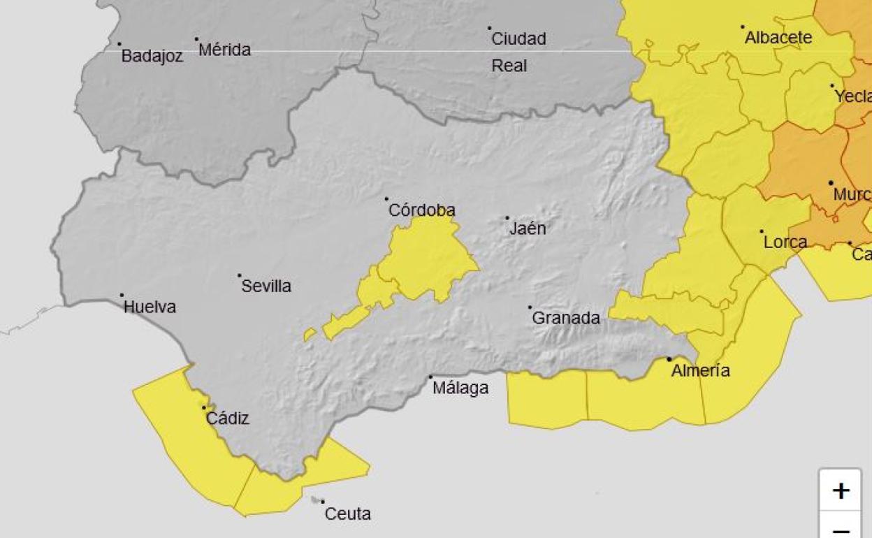 El tiempo en Andalucía: El mapa andaluz se tiñe de avisos amarillos por tormentas y fenómenos costeros desde este martes