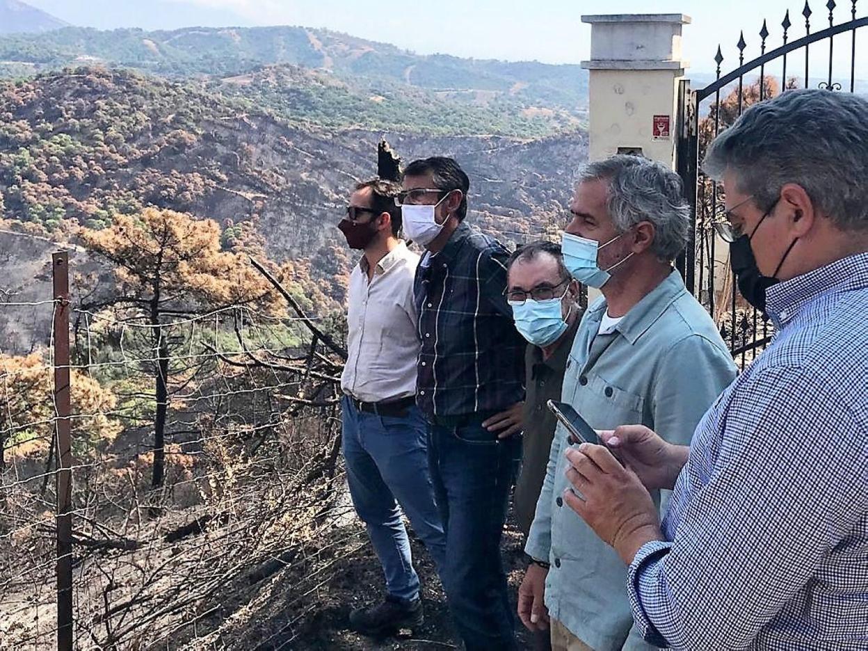 Técnicos y responsables de la Junta, en la zona del incendio. sur