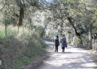 Imagen secundaria 1 - Inicio del sendero, que coincide con otro que va a Alpandeire. Senderistas adentrándose en la ruta. Antiguo cortijo.