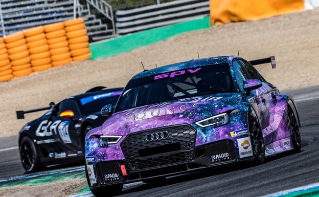 El Audi RS3 de SPV Racing que conduce Álvaro Fontes en el CER, en acción en Jerez la pasada semana.