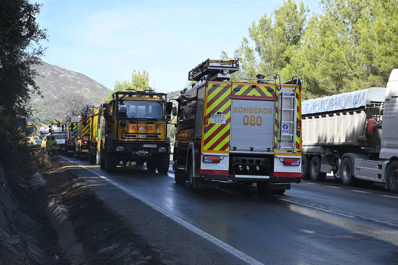 Incendio forestal en el paraje Sierra Blanca, en Ojén. 