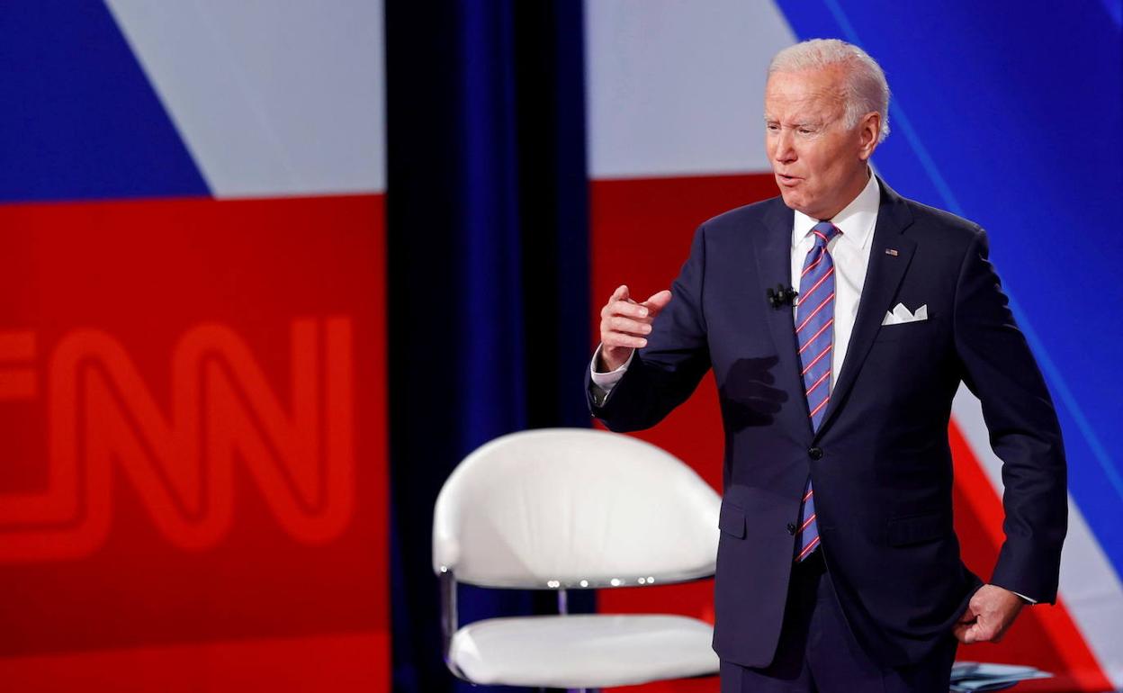 Joe Biden, tras participar en un programa de televisión en Baltimore.