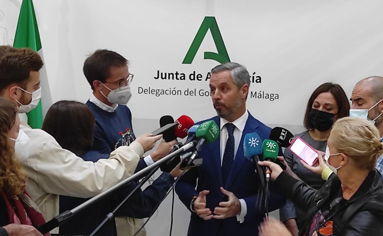 El consejero de Hacienda de la Junta, Juan Bravo, hoy en Málaga. 