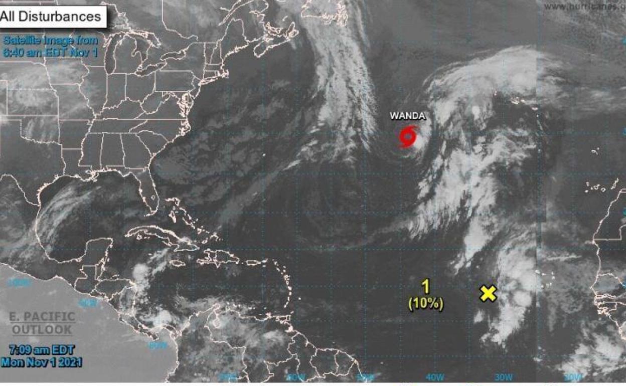 Imagen de la ubicación de la tormenta última subtropical en el Océano Atlántico, 'Wanda'.