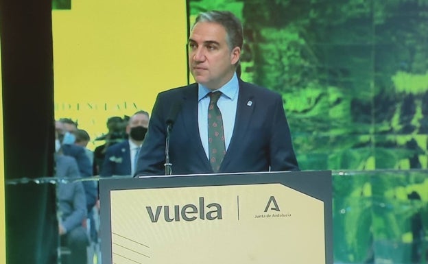 Elías Bendodo, esta mañana en presentación de Andalucía Vuela.
