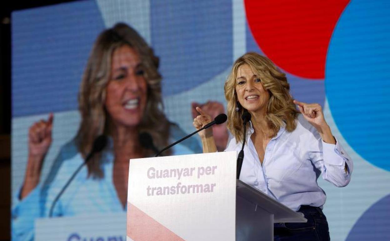 Yolanda Díaz, este domingo, en la Asamblea de los comunes en Barcelona.