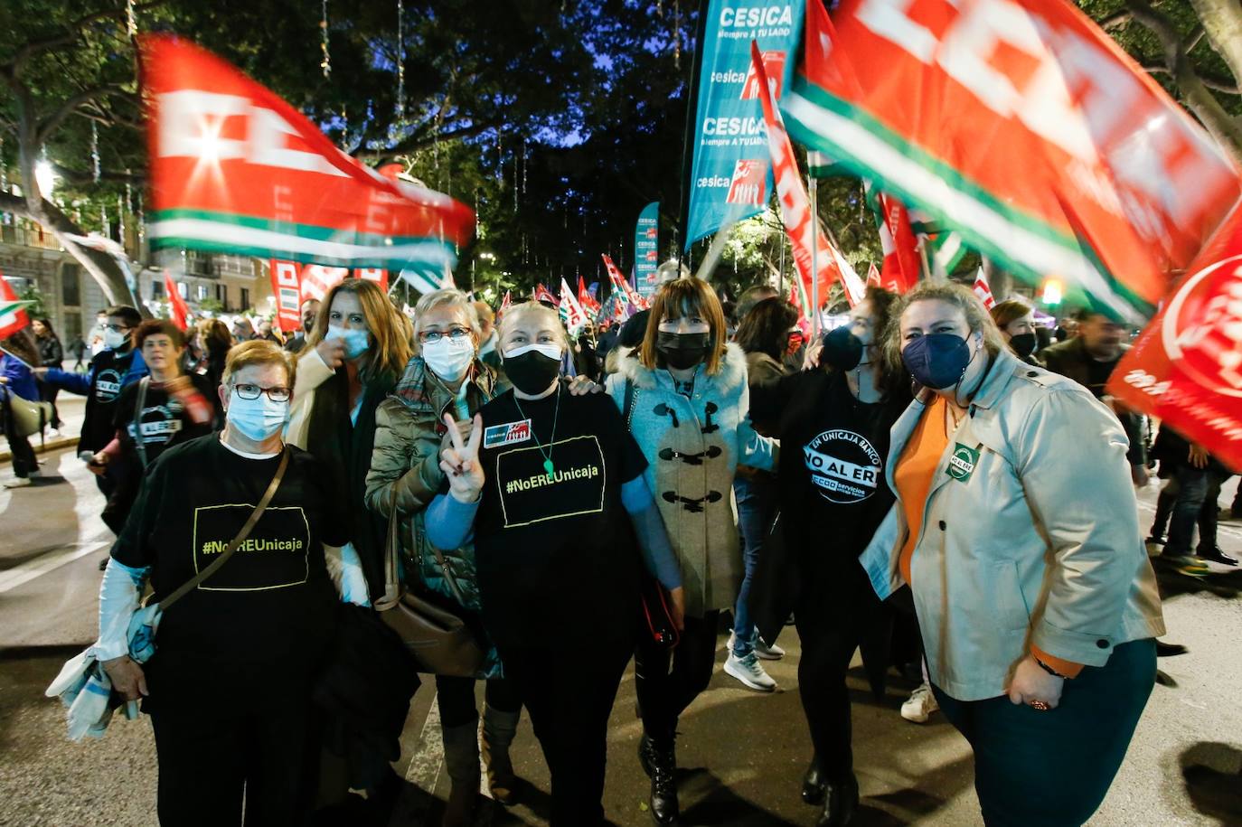 Manifestación en Málaga contra el ERE de Unicaja. 