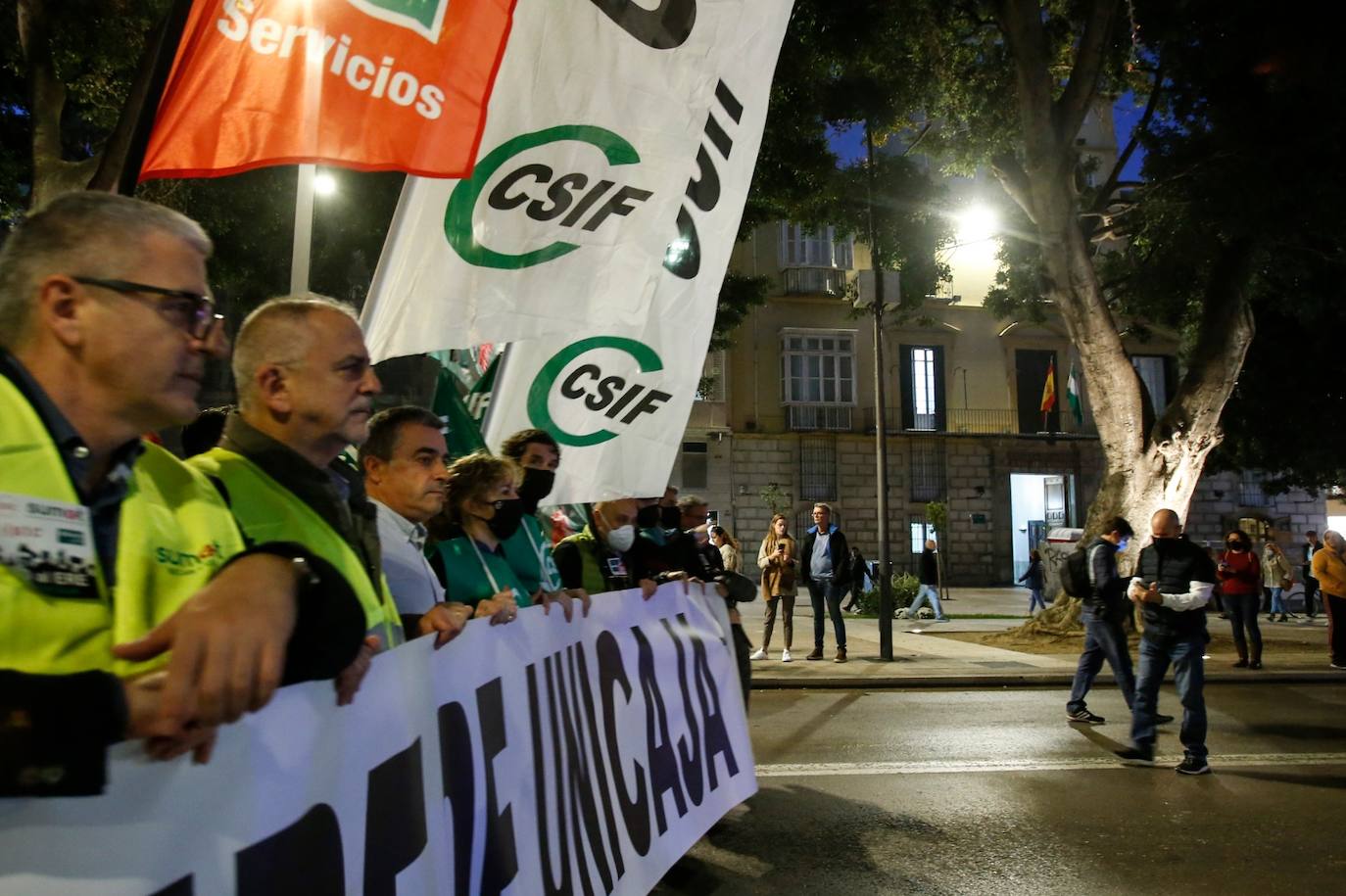 Manifestación en Málaga contra el ERE de Unicaja. 