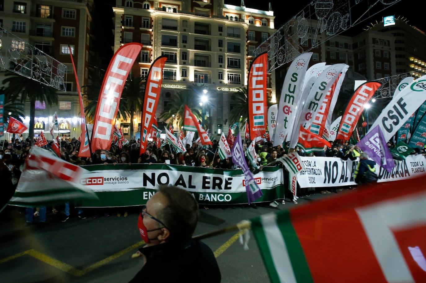 Manifestación en Málaga contra el ERE de Unicaja. 