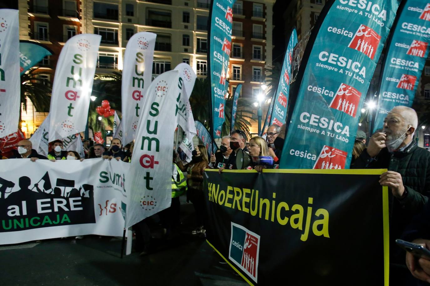 Manifestación en Málaga contra el ERE de Unicaja. 