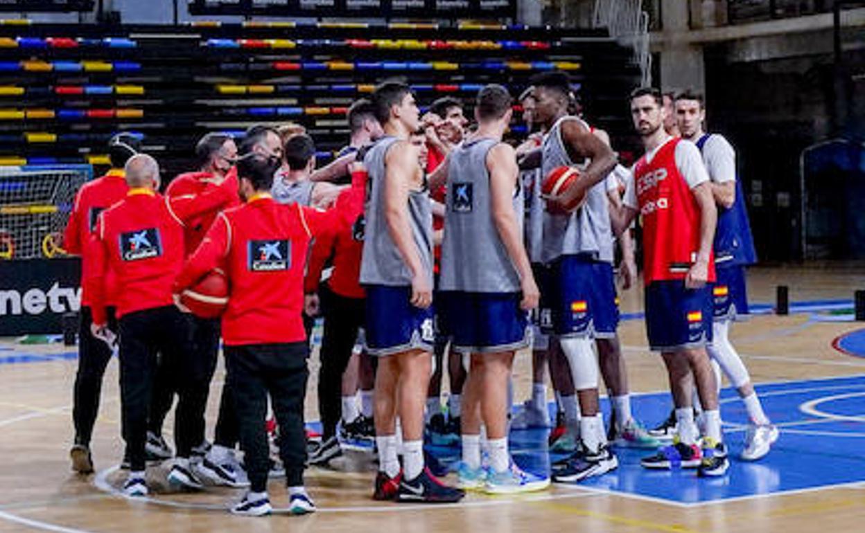 La selección española, en un entrenamiento en Guadalajara. 