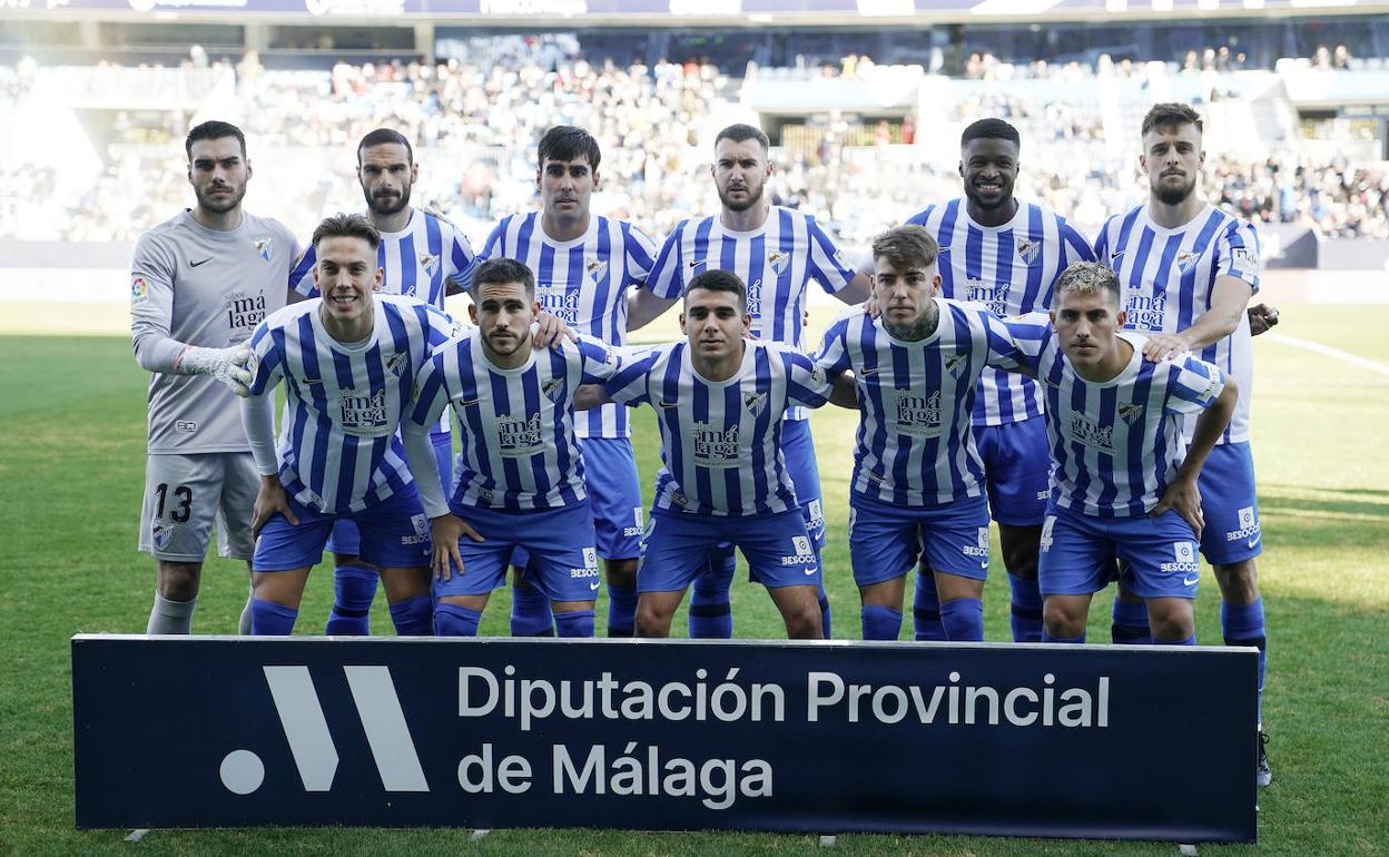 Once inicial del Málaga ante el Amorebieta. 