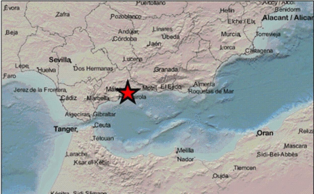 Epicentro del terremoto de este jueves en Rincón de la Victoria. 