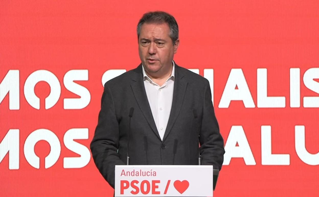 Juan Espadas, este miércoles en la sede socialista. 