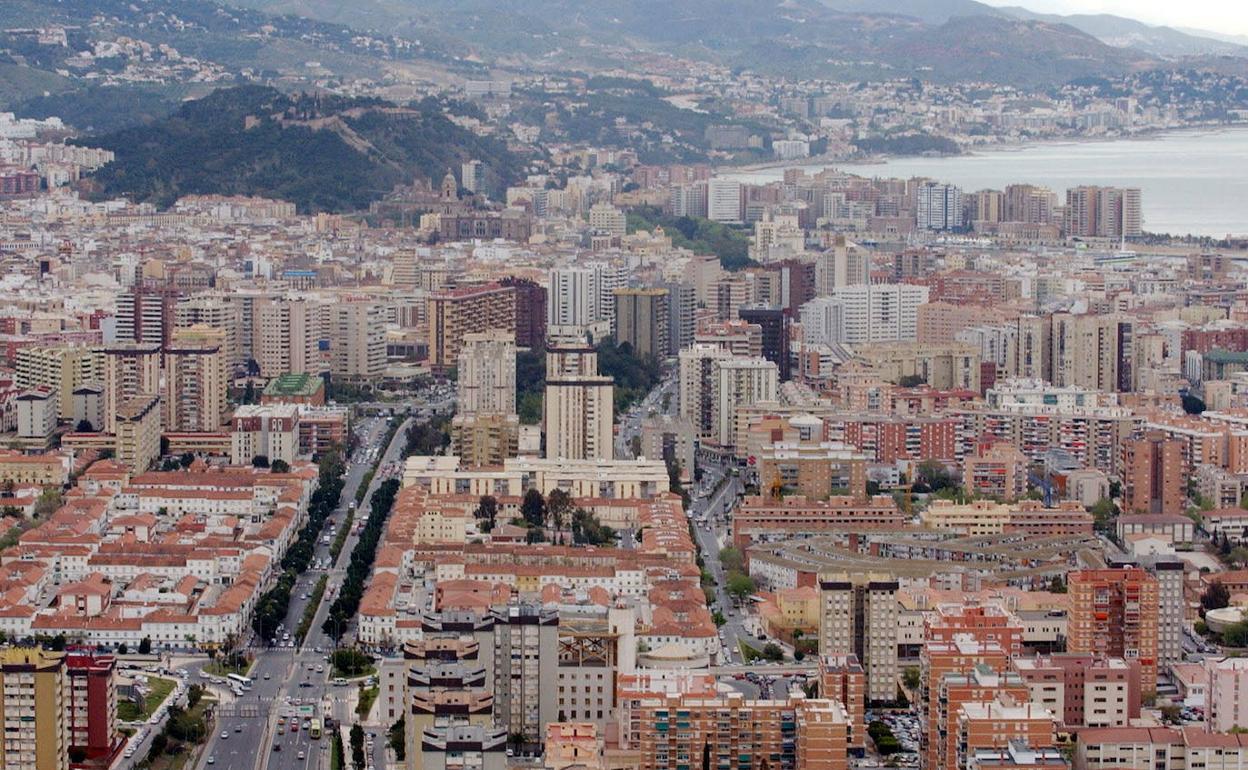 Vista aérea de Málaga capital.