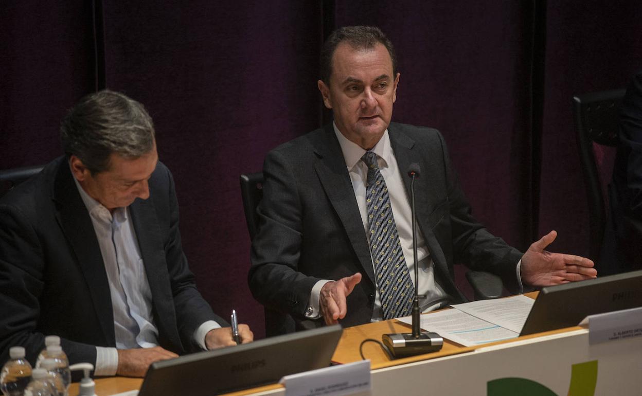 El administrador judicial a cargo del Málaga, José María Muñoz, durante una ponencia reciente en la sede del Instituto Andaluz del Deporte de Málaga.