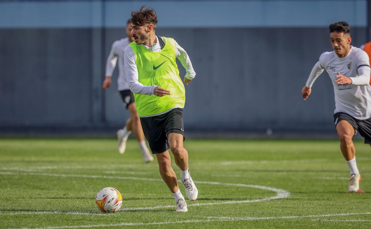 Jozabed, este miércoles en el entrenamiento del Málaga.