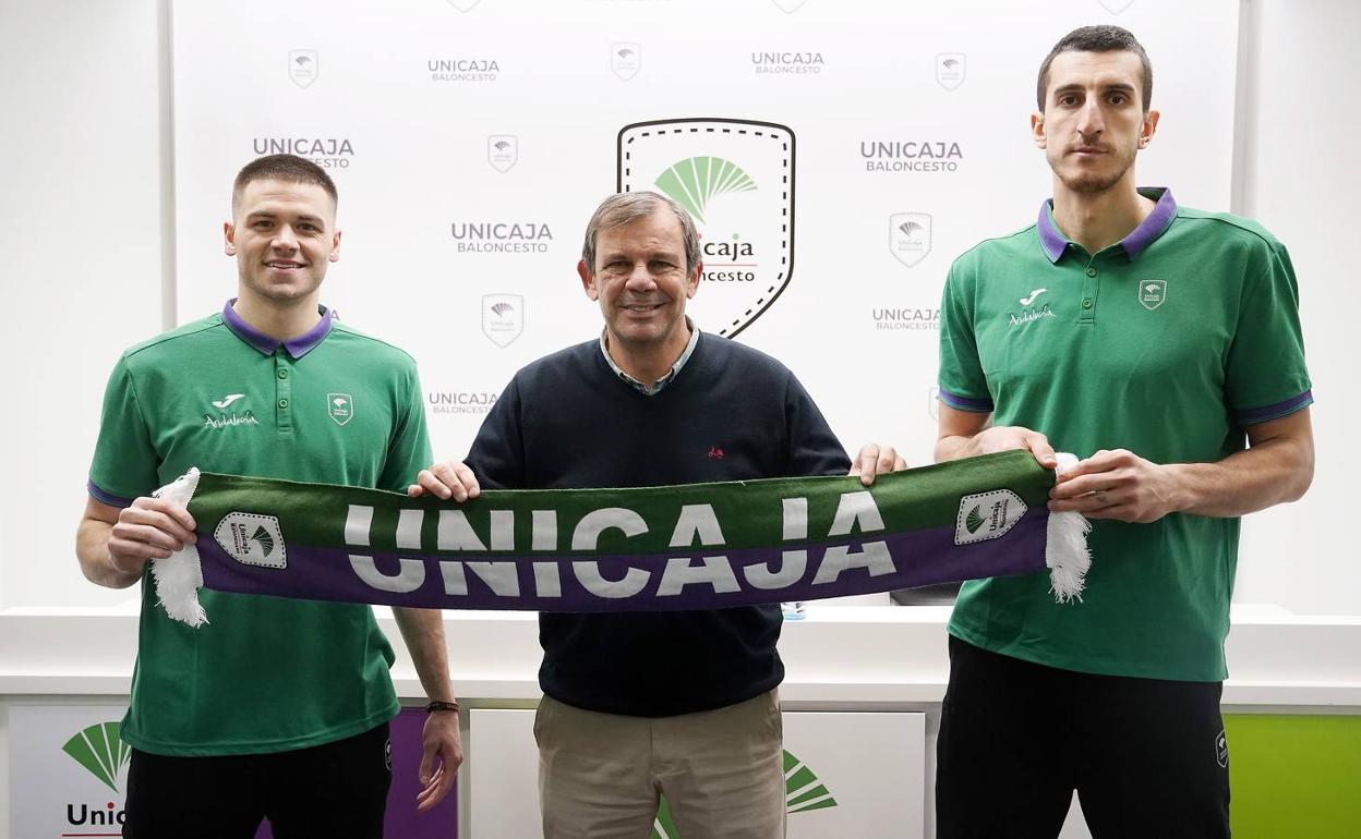 Matt Money, Juanma Rodríguez y Dejan Kravic, esta mañana en la sala de prensa del Palacio.