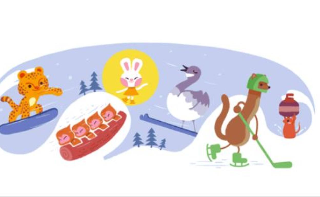 Google dedica su doodle de este 4 de febrero a los Juegos de Invierno de Pekín.