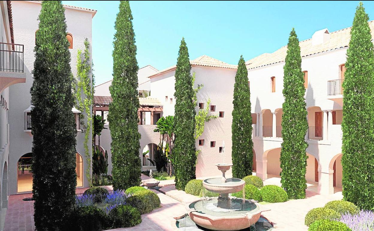 Vista del patio del hotel cinco estrellas gran lujo La Zambra 