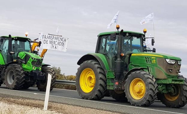 Tractores por las carreteras de la zona de Antequera en la jornada de hoy.