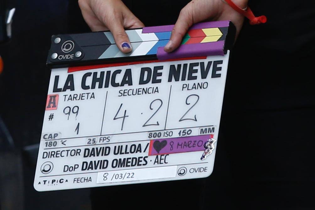 Rodaje de la escena de la desaparición de la niña de la serie 'La chica de nieve' 