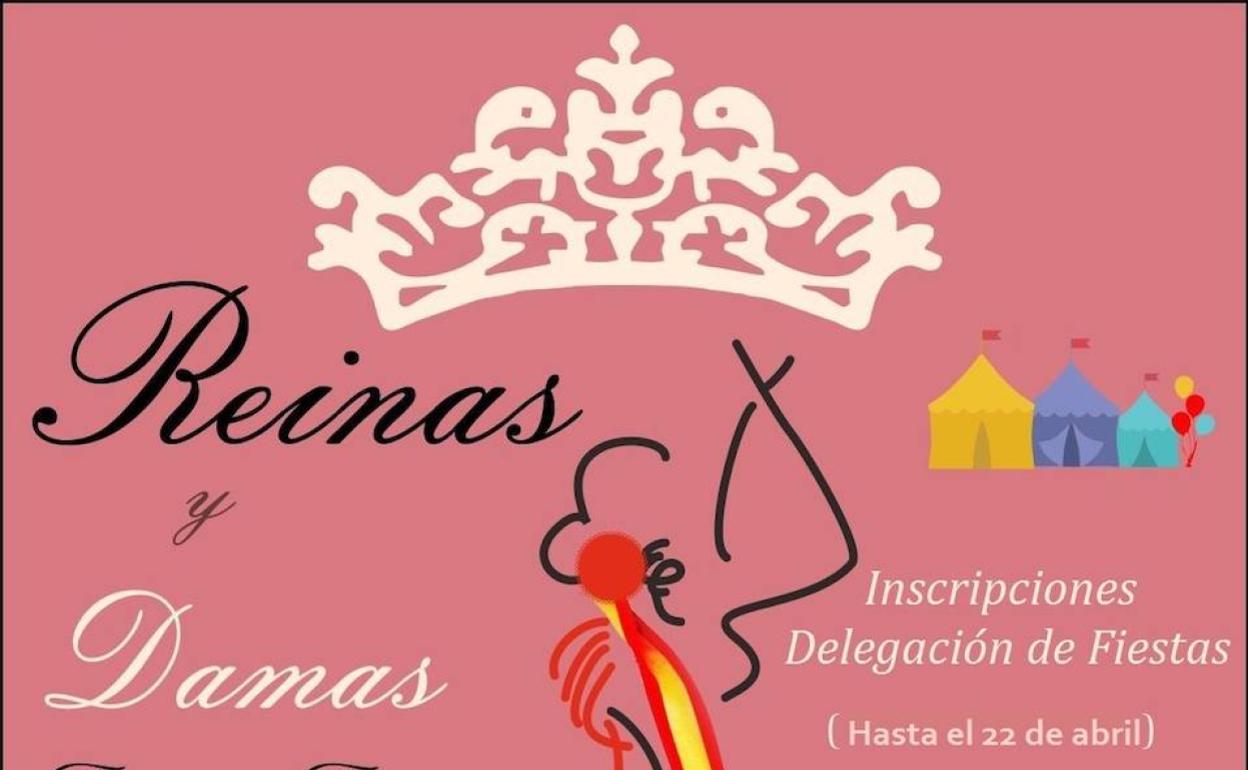 Cartel anunciador del concurso de reinas y damas. 