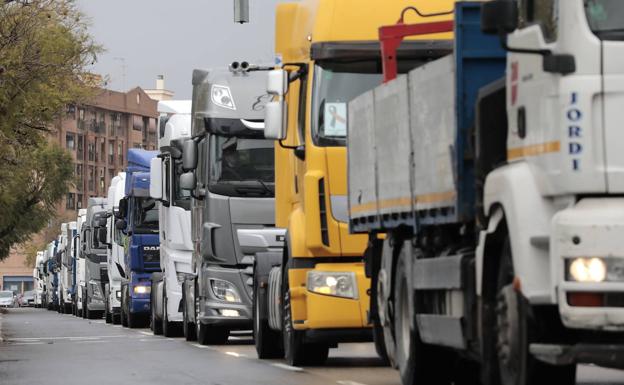 Manifestación de camioneros en Valencia.