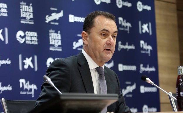 José María Muñoz, este miércoles en la sala de prensa de La Rosaleda. 