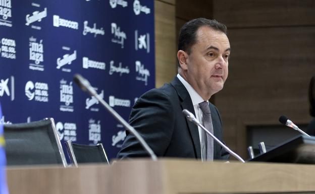 José María Muñoz, ayer durante su comparecencia en la sala de prensa de La Rosaleda.