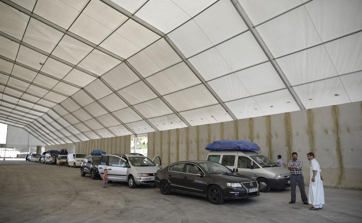 Carpa en el Puerto de la última Operación Paso del Estrecho, que tuvo lugar en 2019. 