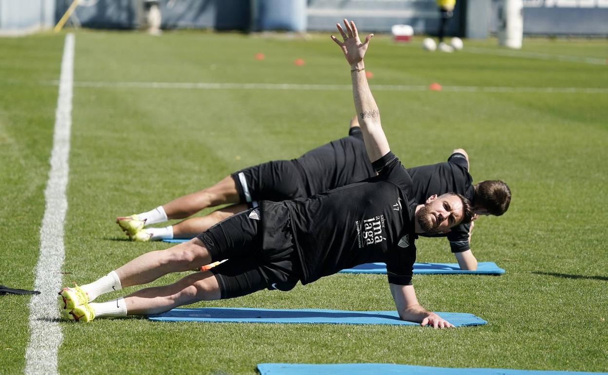 Peybernes, durante el entrenamiento de este viernes. 