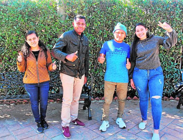 Linder Levi, Seydi Stephany, German Antonio y Rosy Mariela, los cuatro estudiantes hondureños que están de intercambio en la UMA este curso. 