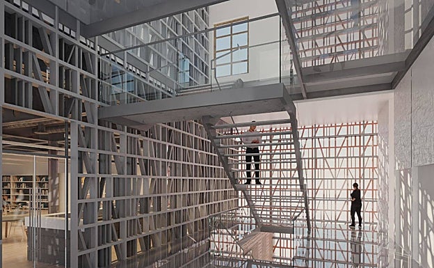 Recreación del interior de la biblioteca, con la celosía que se utilizará en la fachada y el interior. 