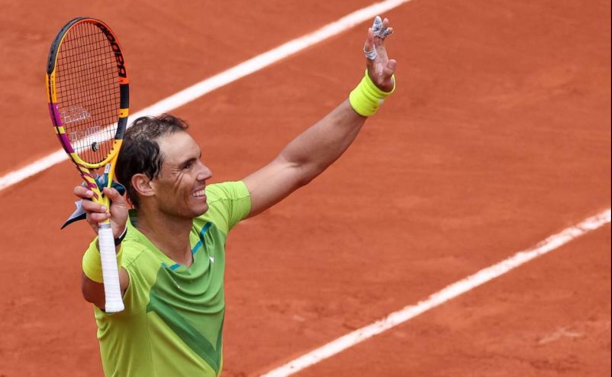 Nadal celebra su victoria ante Thompson.