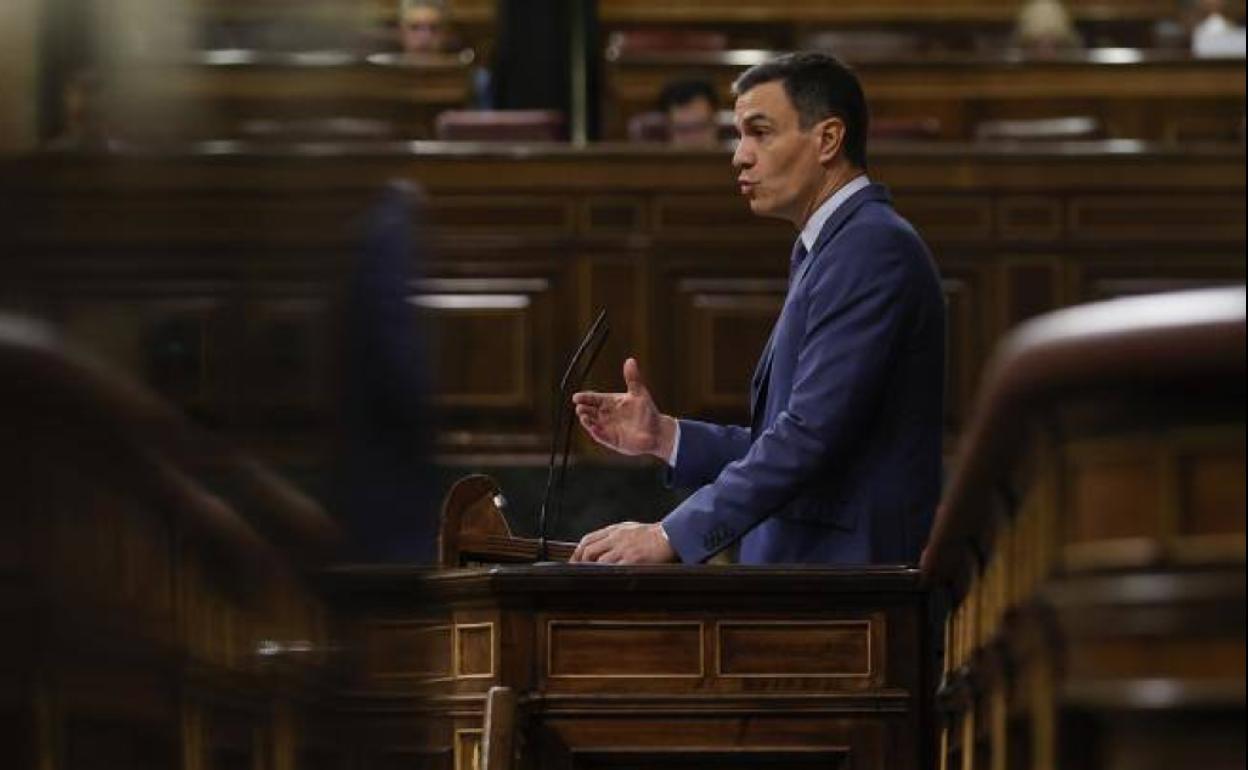 Pedro Sánchez durante su comparecencia de este miércoles en el Congreso.