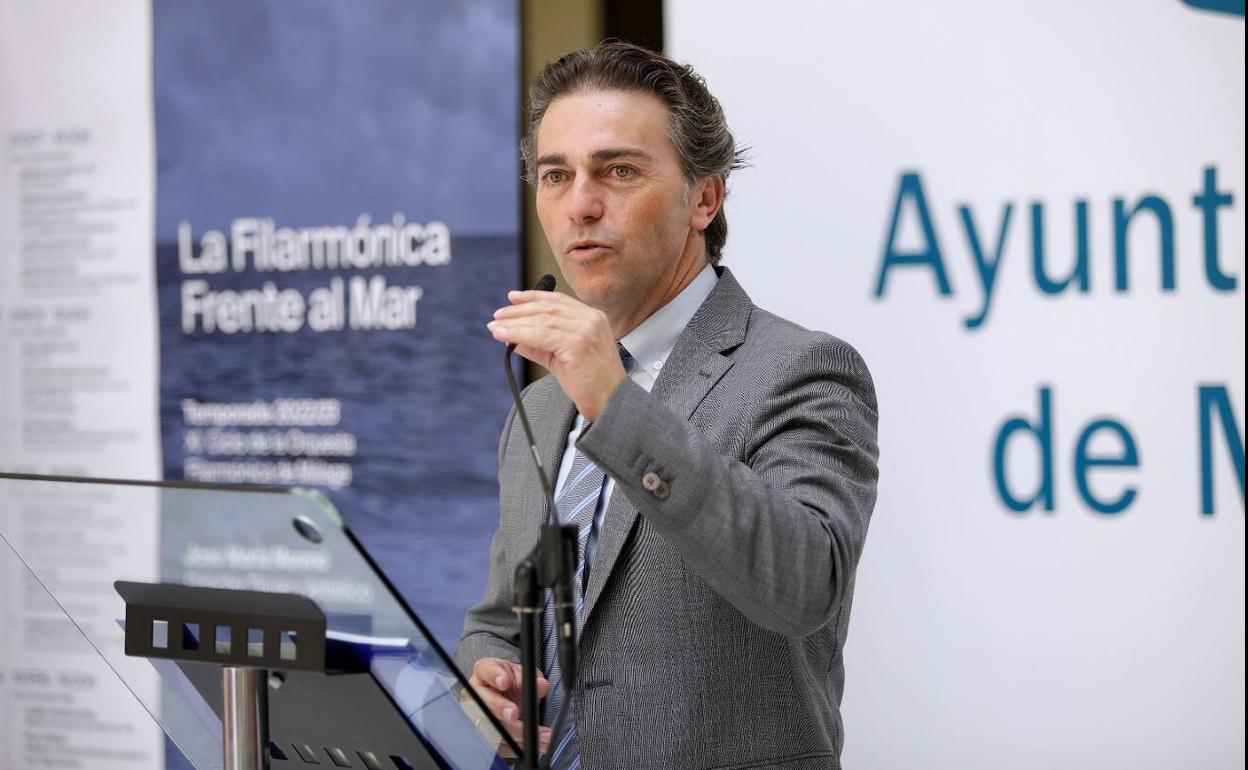 El director titular y artístico de la Orquesta Filarmónica de Málaga, José María Moreno, durante la presentación del nuevo curso. 