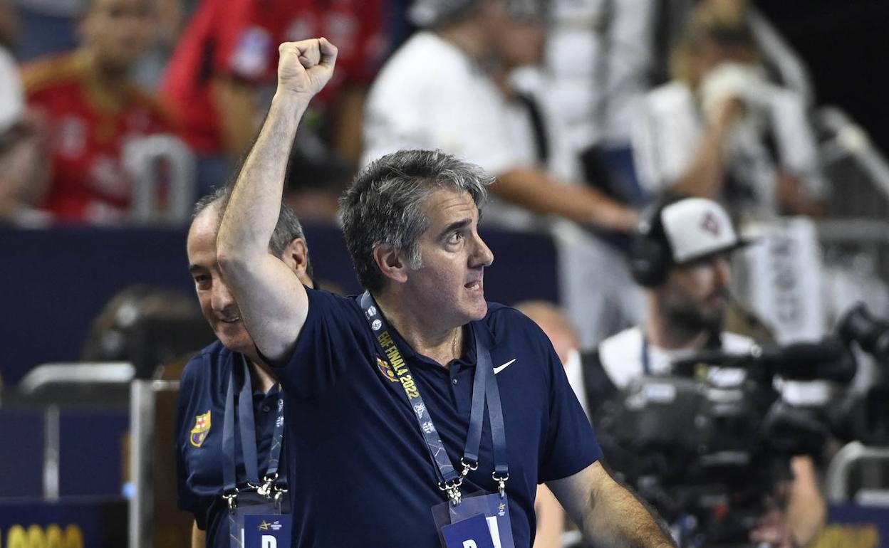 Antonio Carlos Ortega celebra un gol en la final de la Champions del domingo. 