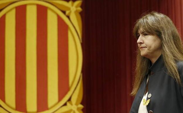 Laura Borrás durante una sesión de control en el Parlament.