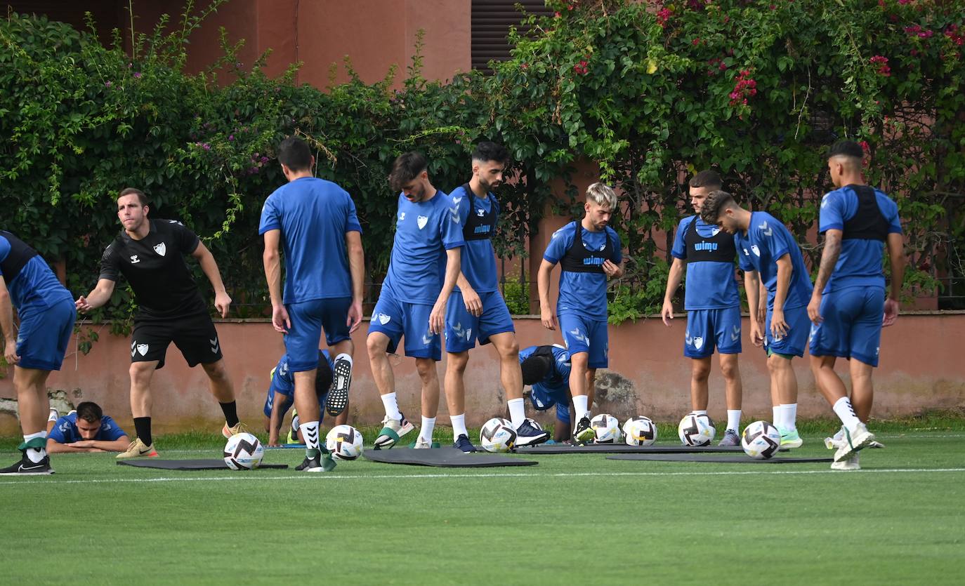 La expedición blanquiazul, lideraba por el técnico Pablo Guede, está formada por 30 jugadores. La lista completa la componen los profesionales Manolo Reina, Rubén Yáñez, Esteban Burgos, Ramalho, Juande, Juanfran, Bustinza, Javi Jiménez, Peybernes, Escassi, Genaro, Ramón, Febas, Luis Muñoz, Jozabed, Álex Gallar, Rubén Castro, Fran Sol y Pablo Chavarría; los canteranos Carlos López, Arturo, Andrés Caro, Víctor Olmo, Moussa, Dani Lorenzo, Issa Fomba, Haitam, Álex Rico y Loren; y el delantero a prueba, Adrián López, quien aspira a tener ficha. El equipo malaguista se hospeda en el complejo hotelero Sol Marbella Estepona Atalaya Park, que cuenta con sus propias instalaciones deportivas para desarrollar los entrenamientos.