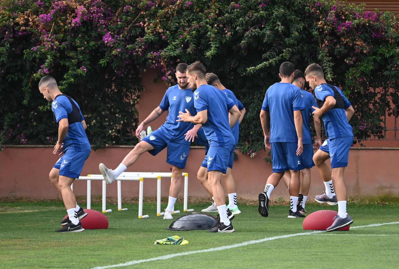 La expedición blanquiazul, lideraba por el técnico Pablo Guede, está formada por 30 jugadores. La lista completa la componen los profesionales Manolo Reina, Rubén Yáñez, Esteban Burgos, Ramalho, Juande, Juanfran, Bustinza, Javi Jiménez, Peybernes, Escassi, Genaro, Ramón, Febas, Luis Muñoz, Jozabed, Álex Gallar, Rubén Castro, Fran Sol y Pablo Chavarría; los canteranos Carlos López, Arturo, Andrés Caro, Víctor Olmo, Moussa, Dani Lorenzo, Issa Fomba, Haitam, Álex Rico y Loren; y el delantero a prueba, Adrián López, quien aspira a tener ficha. El equipo malaguista se hospeda en el complejo hotelero Sol Marbella Estepona Atalaya Park, que cuenta con sus propias instalaciones deportivas para desarrollar los entrenamientos.