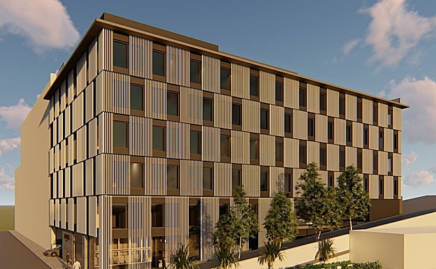 Recreación del proyecto hotelero previsto en el solar del cine Andalucía. 