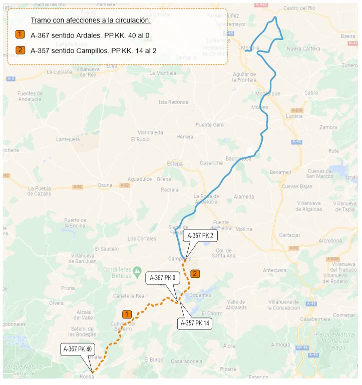 Tramos con afecciones a la circulación de la etapa 13 de La Vuelta.