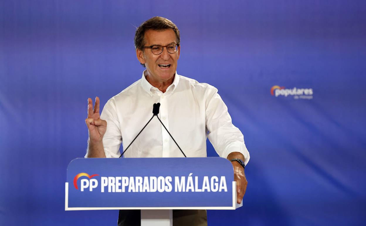 Feijóo durante la apertura del curso político del PP en Andalucía.