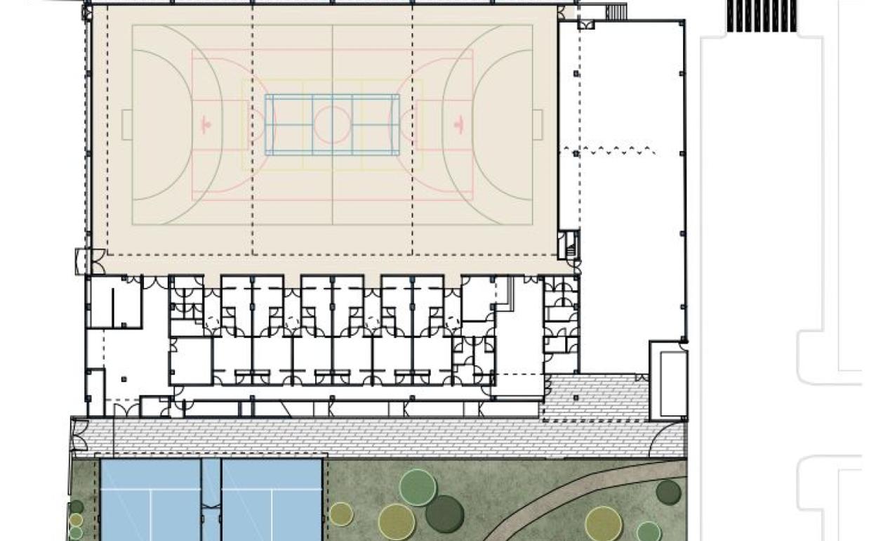 Plano del nuevo polideportivo.